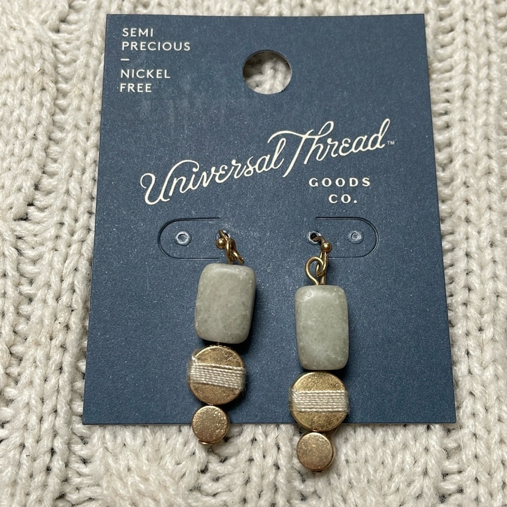 NWOT earrings. Universal Thread. Semi precious stone. Nickel free. Rubber backs